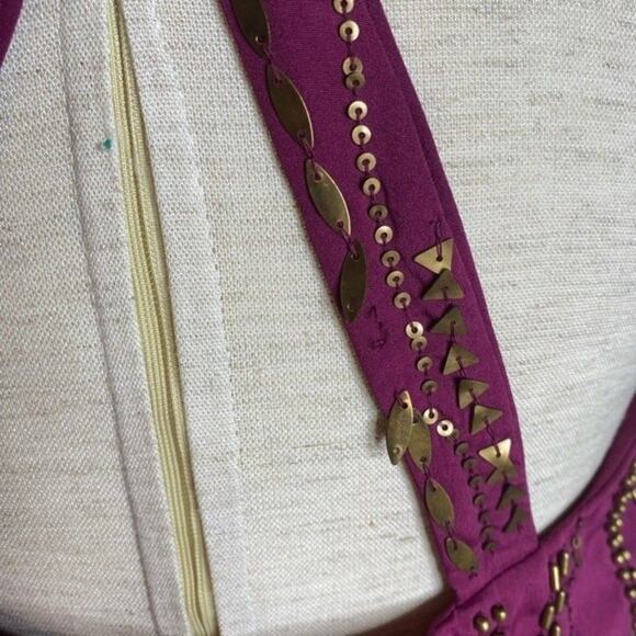 Free People Ella Embellished Slip Dress NWOT Like New Purple Sequin Embroidered - Picture 10 of 11